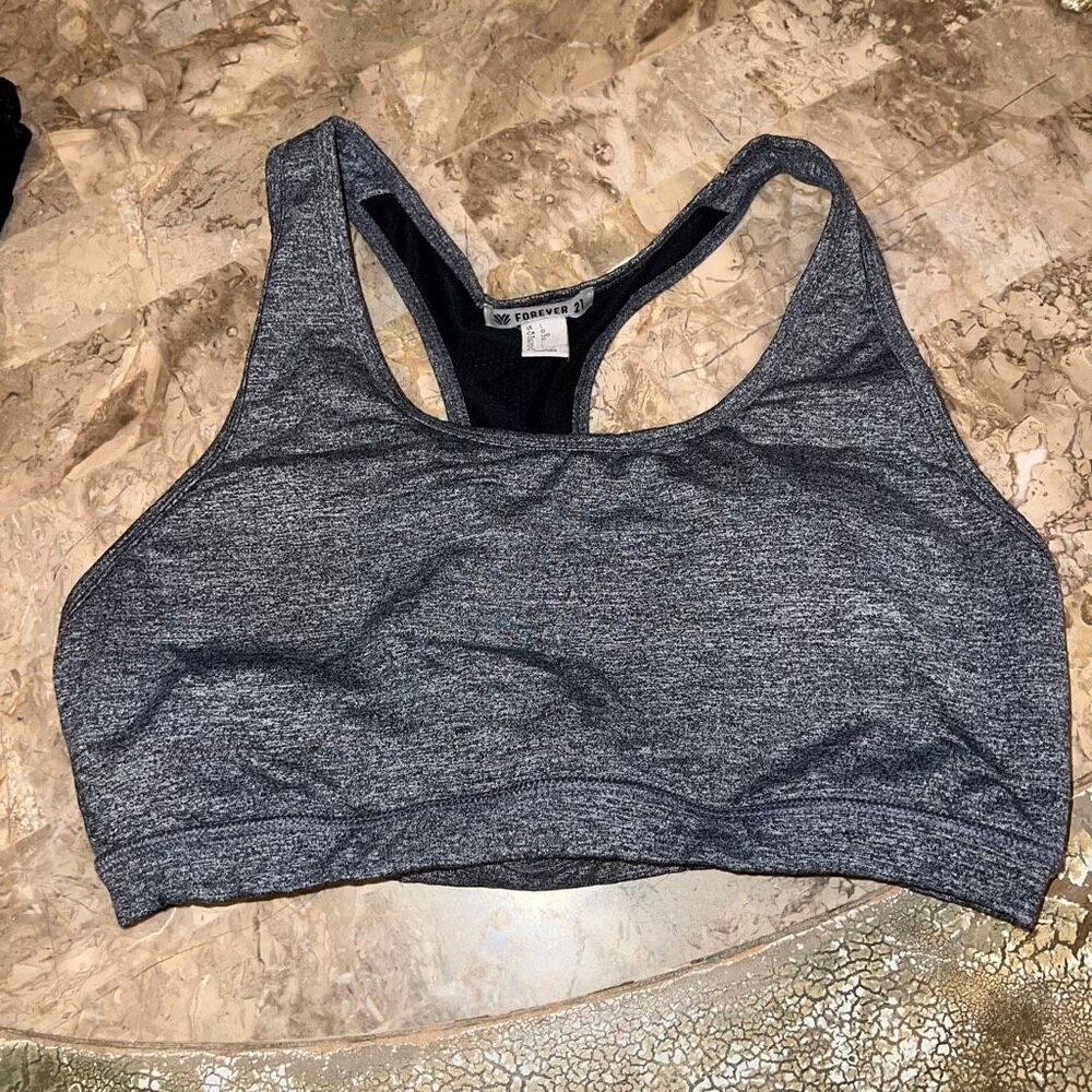 Forever 21 sports bra gray athletic apparel size L